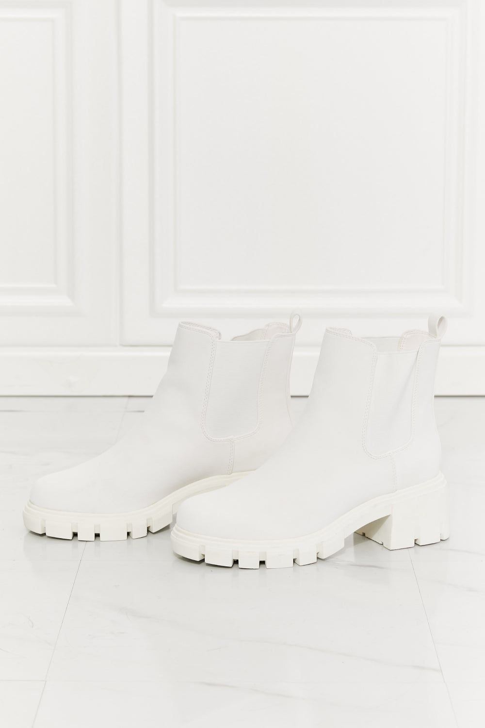 White Lug Sole Chelsea Boots - Brinxx Couture