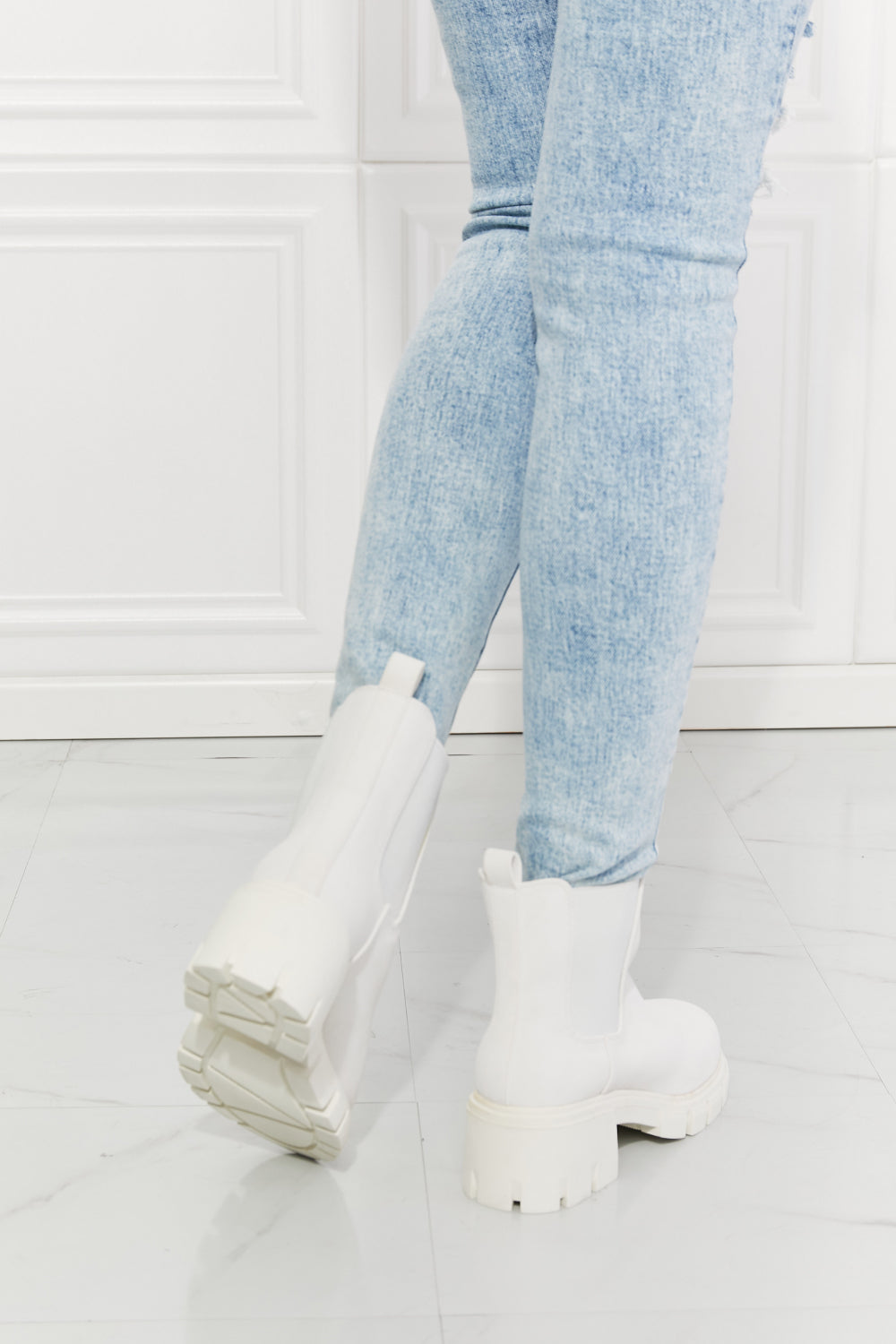 White Lug Sole Chelsea Boots - Brinxx Couture