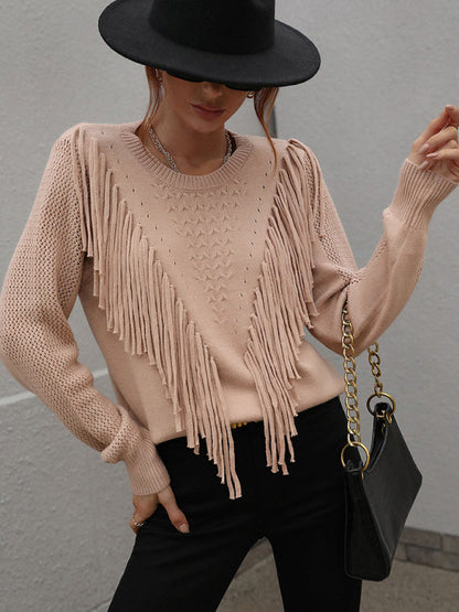 Women’s Fringed Knit Sweater - Brinxx Couture