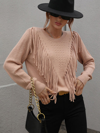 Women’s Fringed Knit Sweater - Brinxx Couture