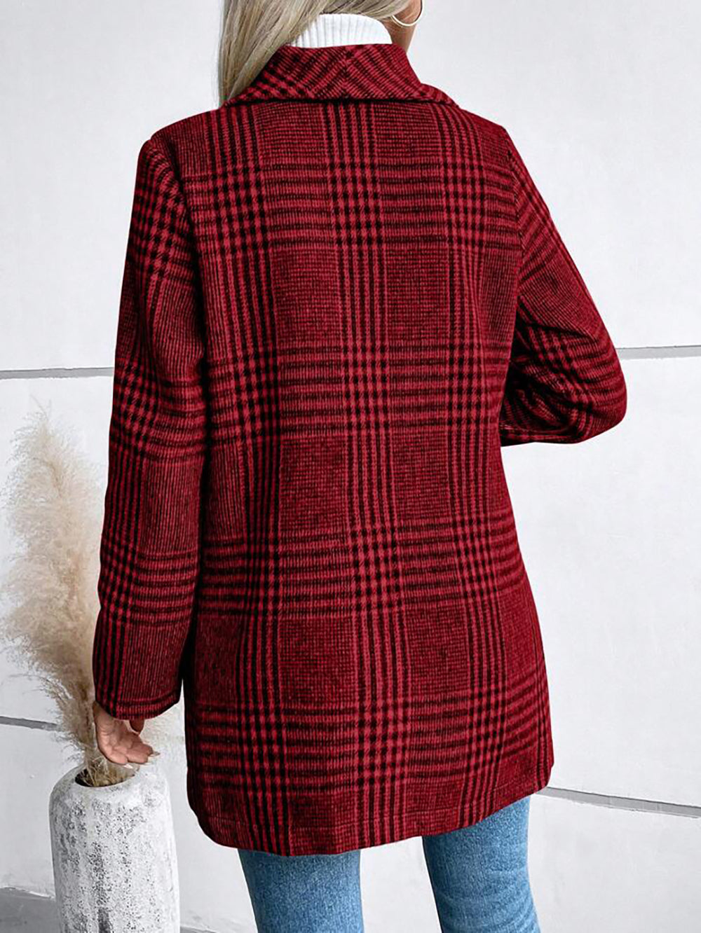 Woolen Plaid Coat Slim Fit Coat - Brinxx Couture