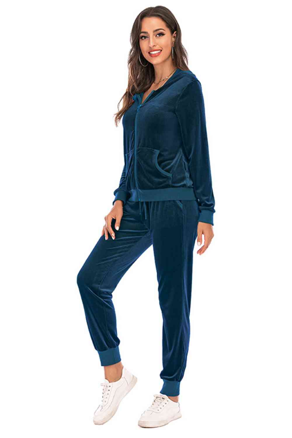 Zip-Up Hooded Jacket and Pants Set - Brinxx Couture