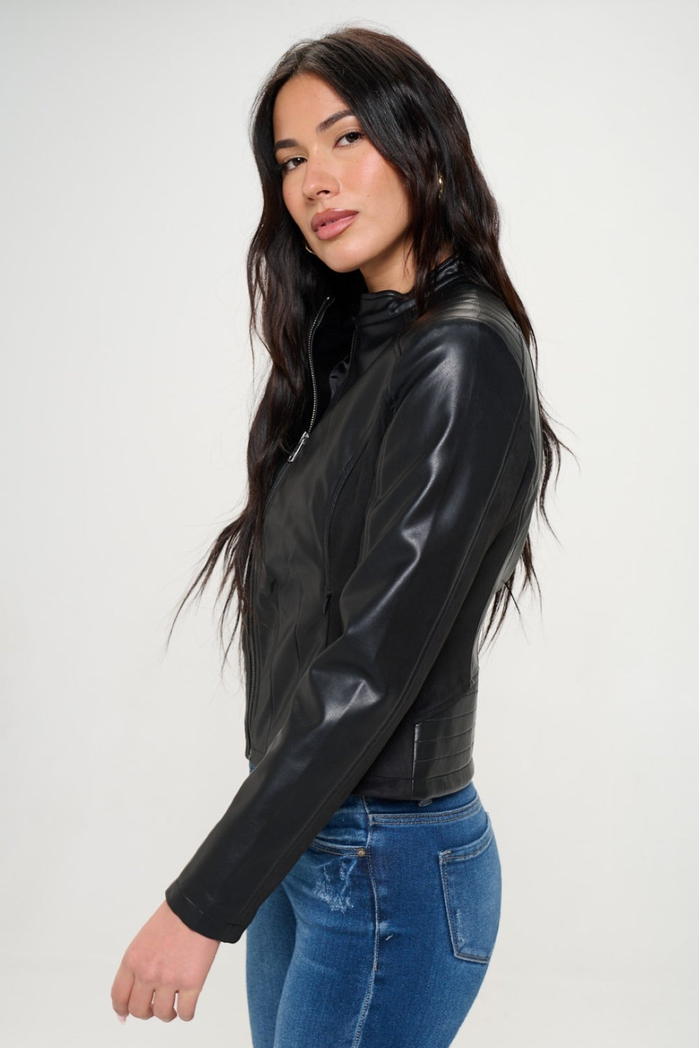 Zip Up Vegan Moto Jacket - Brinxx Couture