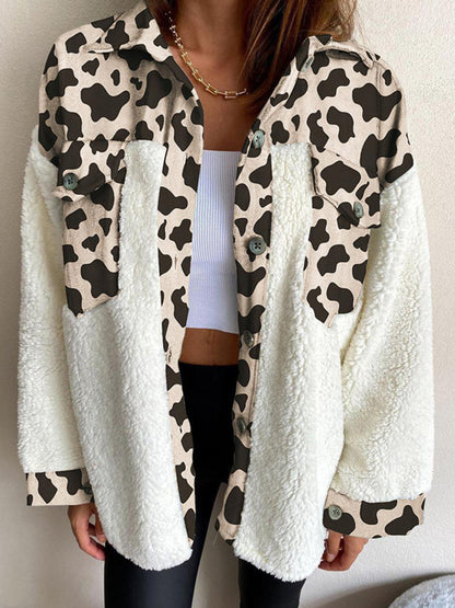 Fuzzy Button Up Long Sleeve Jacket - Brinxx Couture