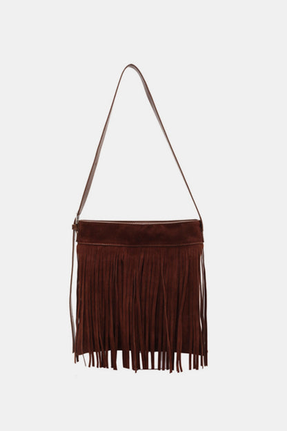 Suede Fringe Shoulder Strap Bag - Brinxx Couture