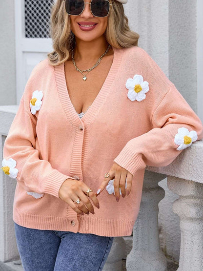 Crochet Flower Button Up Cardigan - Brinxx Couture