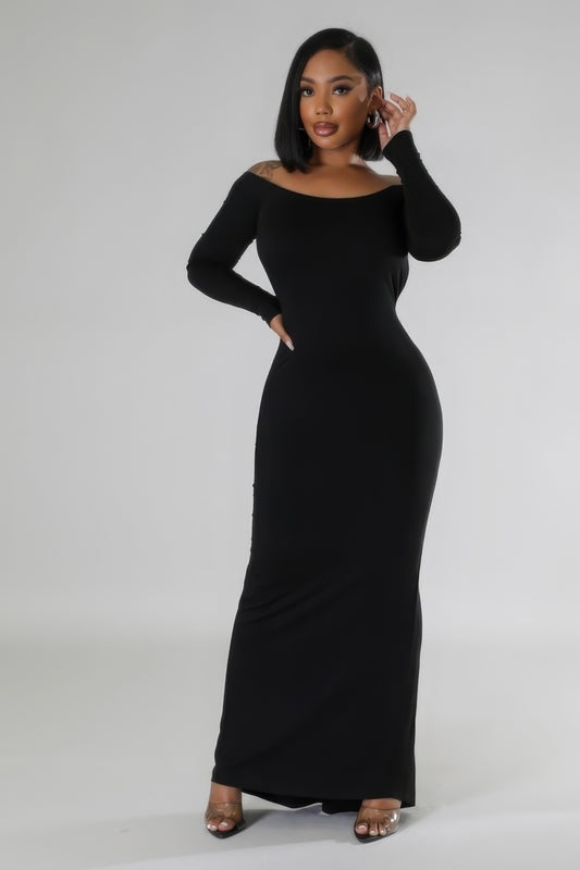 Long Sleeves Stretch Dress - Brinxx Couture