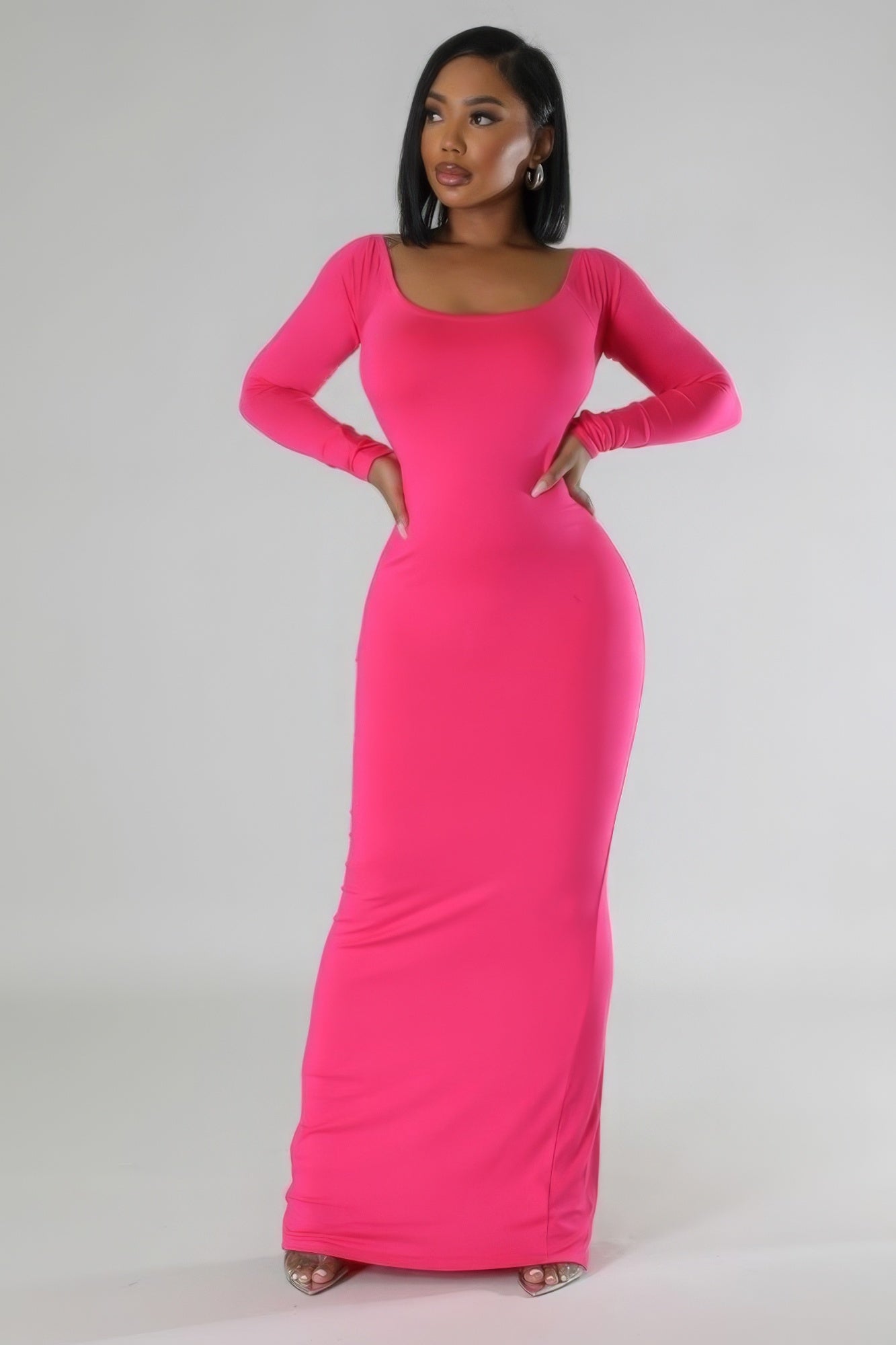 Long Sleeves Stretch Dress - Brinxx Couture