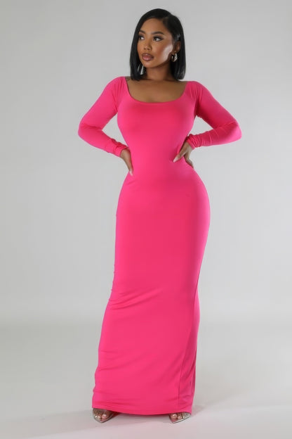 Long Sleeves Stretch Dress - Brinxx Couture