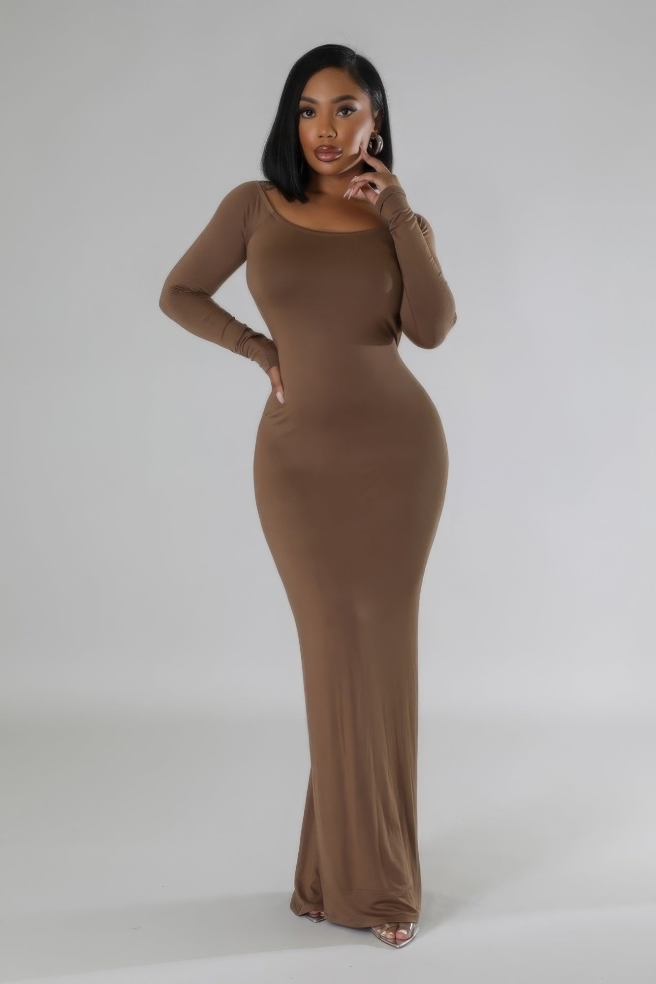 Long Sleeves Stretch Dress - Brinxx Couture