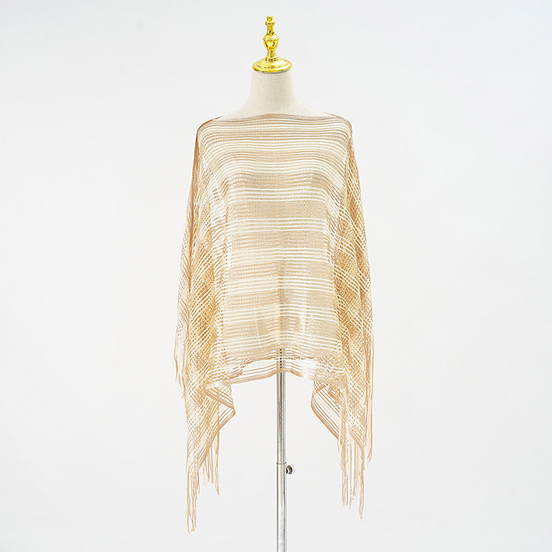 Mesh Sunscreen Striped Shawl - Brinxx Couture