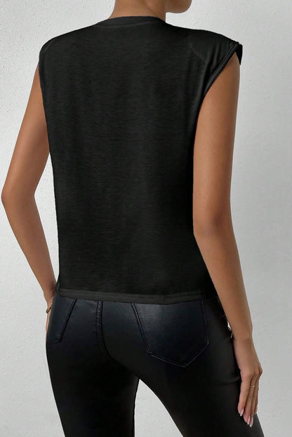 Pearl Detail Round Neck Tank - Brinxx Couture