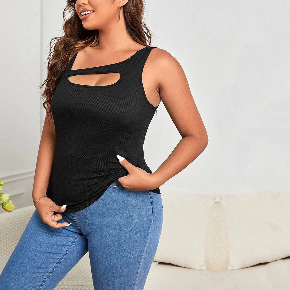 Plus Size Women Clothes Asymmetric Shoulder Top - Brinxx Couture