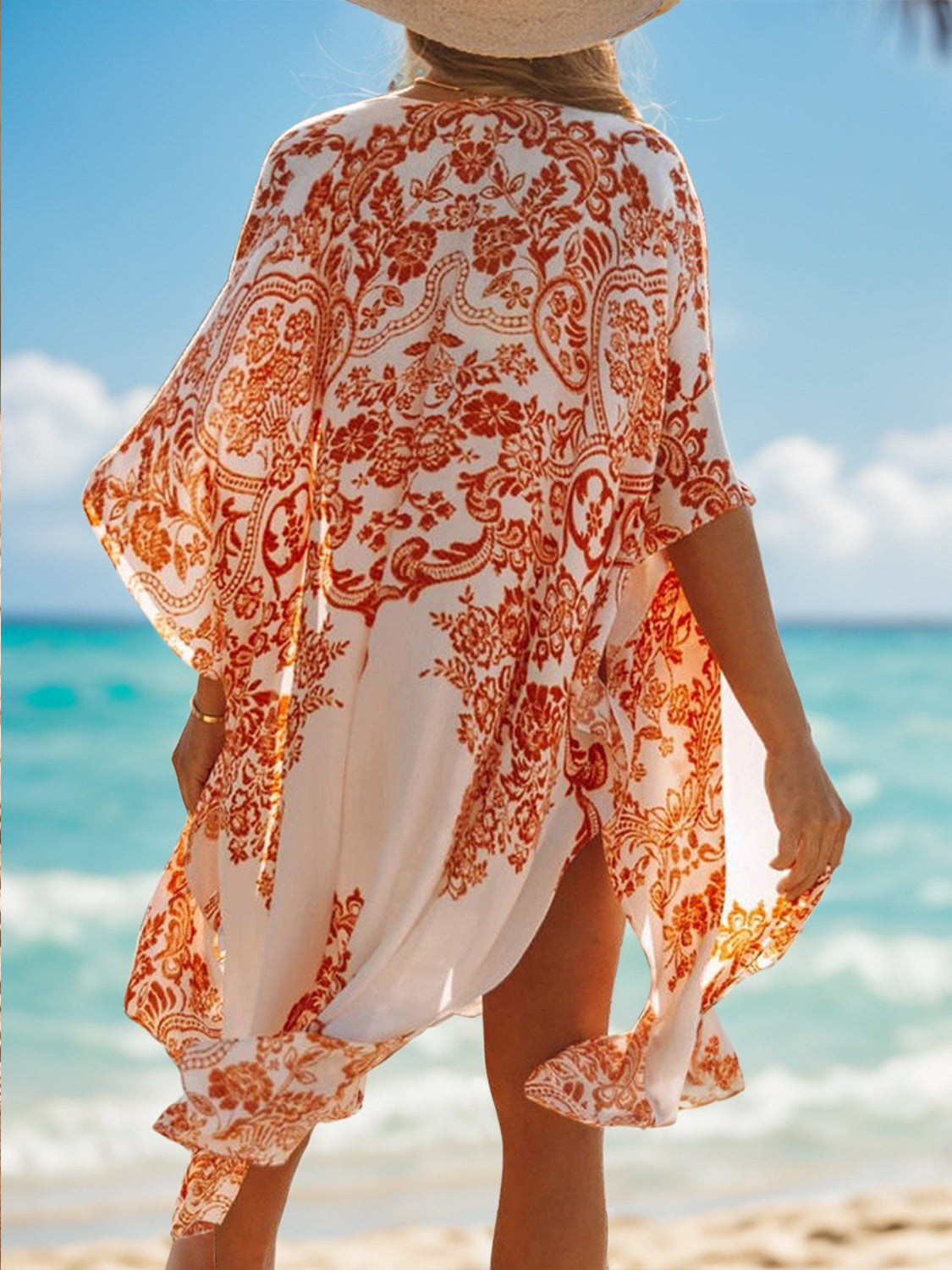 Printed Open Front Cover-Up - Brinxx Couture